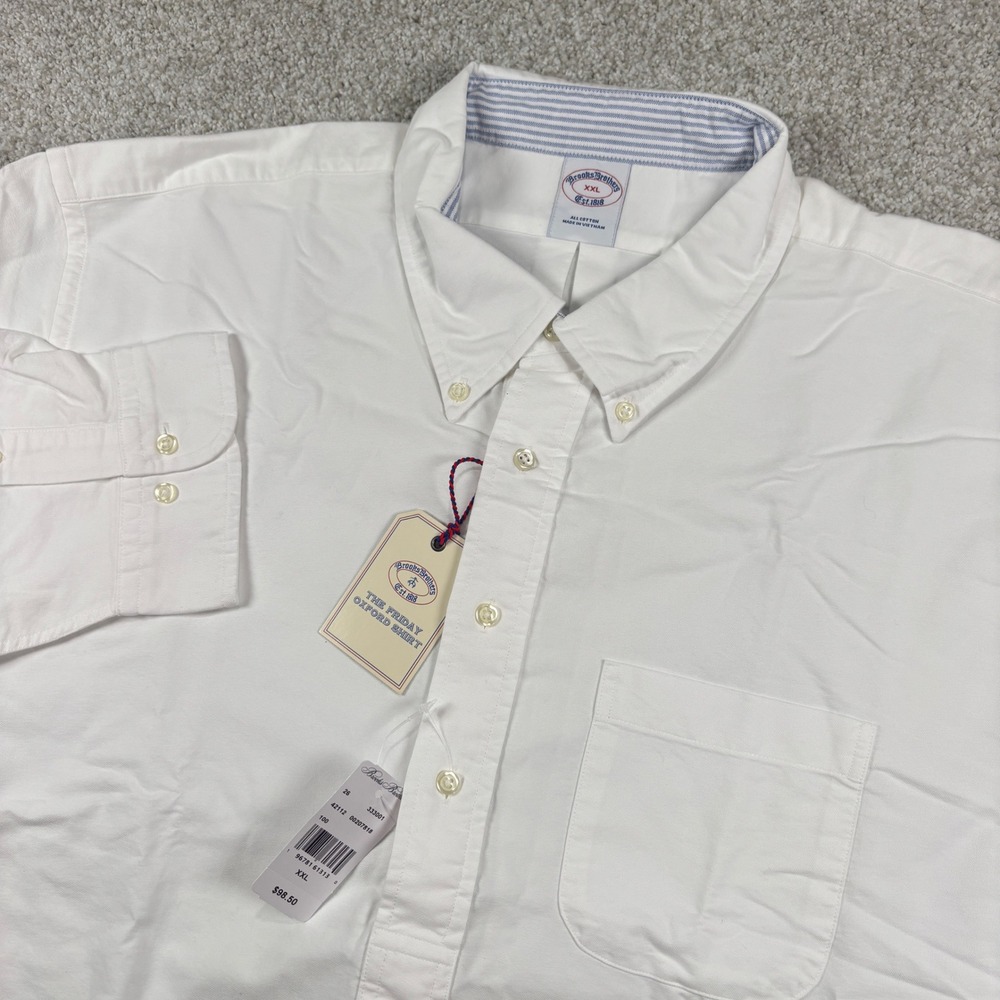 NEW Brooks Brothers Popover Shirt Mens XXL White Friday Oxford Button Down - Picture 2 of 8